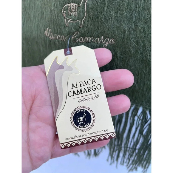 New Alpaca Camargo Scarf Rectangle Fringe Neck Warmer Multifunctional Army Green - Picture 11 of 12